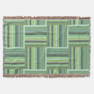 Couverture Motif de tissage à rayures vert olive