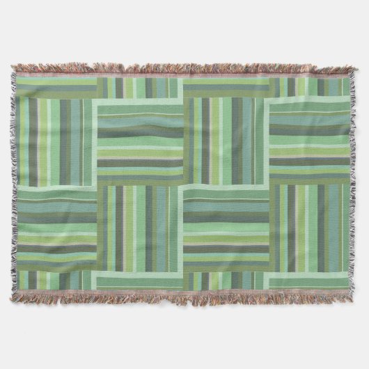 Couverture Motif de tissage à rayures vert olive (Devant)