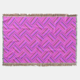 Couverture Motif de tissage en diagonale à rayures roses