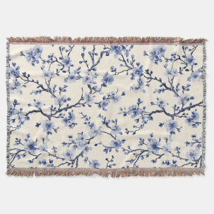 Couverture Motif de toile florale vintage bleu (5)