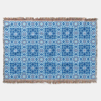 Couverture Motif de tuiles carré à fleurs de couleur bleue