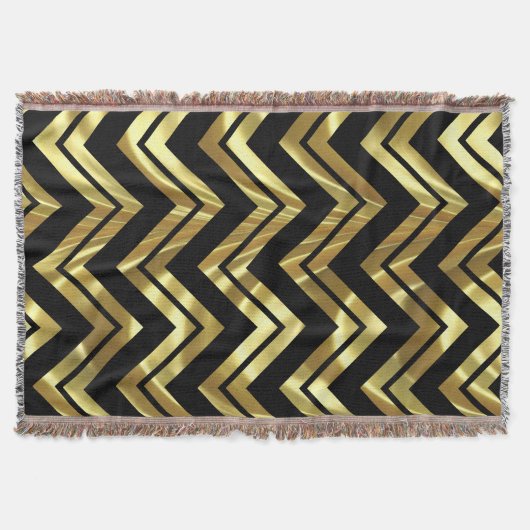 Couverture Motif de zigzag noir et métallique de Chevron d'or (Devant)