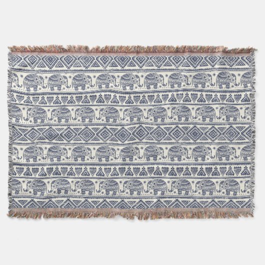 Couverture Motif d'éléphant ethnique bleu (Devant)