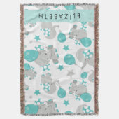 Couverture Motif D'Eléphants, Eléphants Mignons, Votre Nom (devant Vertical)