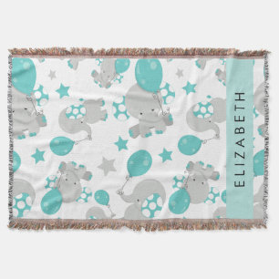 Couverture Motif D'Eléphants, Eléphants Mignons, Votre Nom