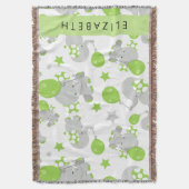 Couverture Motif D'Eléphants, Eléphants Mignons, Votre Nom (devant Vertical)