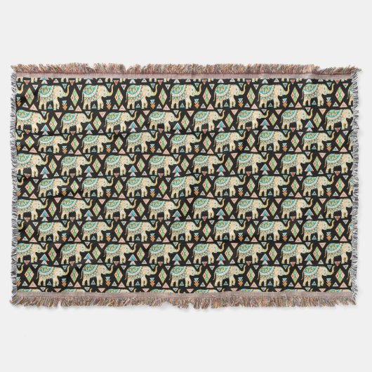 Couverture Motif d'éléphants indiens colorés mignons (Devant)