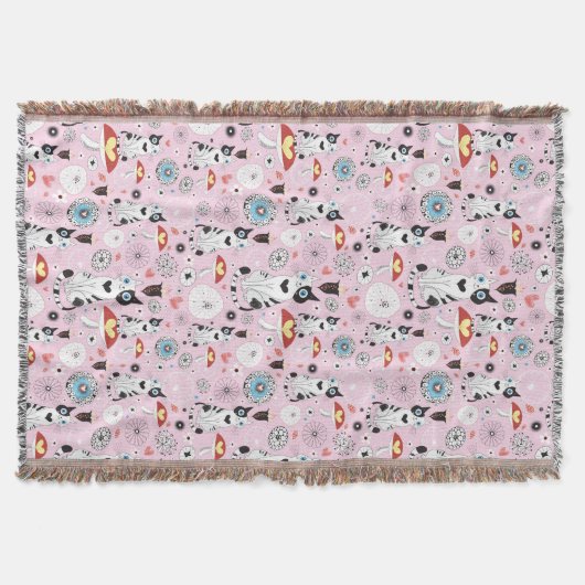 Couverture motif des chats et des fleurs (Devant)