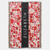 Couverture Motif Des Coeurs, Coeurs Rouges, Amour, Votre Nom (devant Vertical)