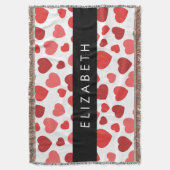 Couverture Motif Des Coeurs, Coeurs Rouges, Votre Nom (devant Vertical)