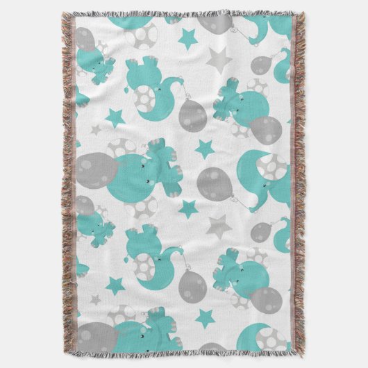 Couverture Motif Des Eléphants Bleus, Eléphants Mignons, Étoi (devant Vertical)