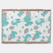 Couverture Motif Des Eléphants Bleus, Eléphants Mignons, Étoi (Devant)