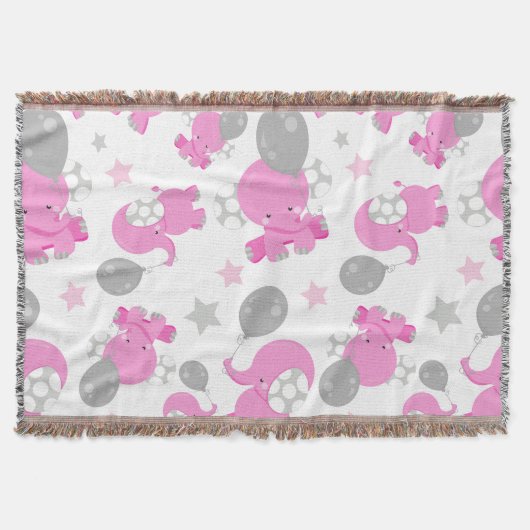 Couverture Motif Des Eléphants Roses, Eléphants Mignons, Étoi (Devant)