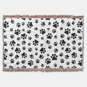 Couverture Motif des pattes, pattes de chien, noir et blanc