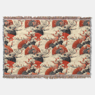 Couverture Motif d'éventail de fleurs de cerisier japonais (5