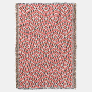 Couverture Motif diamant du milieu du siècle Coral, noir et b