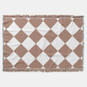 Couverture Motif diamant en blanc et Mocha Mousse