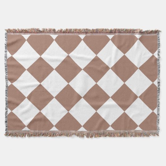 Couverture Motif diamant en blanc et Mocha Mousse (Devant)