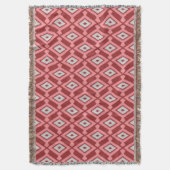 Couverture Motif d'Ikat - Bourgogne, gris et corail (devant Vertical)