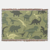 Couverture Motif Dinosaure, Silhouette Dinosaure, Dino Vert (Devant)