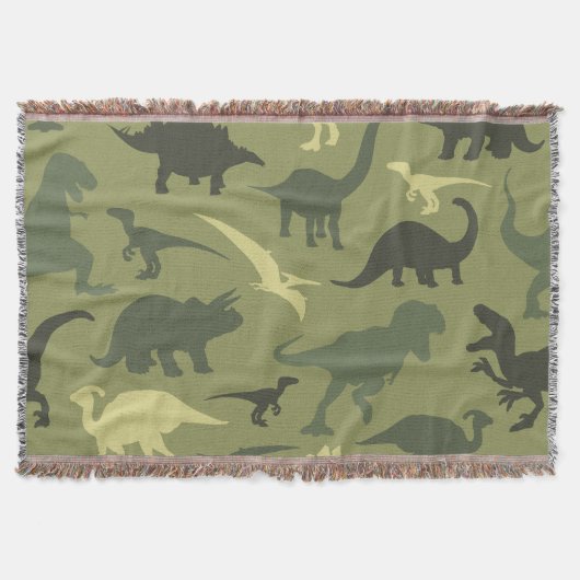 Couverture Motif Dinosaure, Silhouette Dinosaure, Dino Vert (Devant)