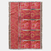 Couverture Motif doré rouge ORIENTAL - Plaid jeté (devant Vertical)