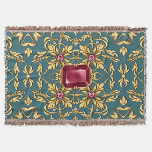 Couverture Motif doré sans couture avec rubis (Devant)