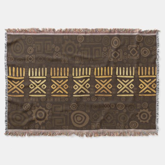 Couverture Motif d'origine africaine- marron et or #2 (Devant)
