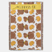 Couverture Motif D'Ours, Mignons Ours, Citrouille, Votre Nom (devant Vertical)