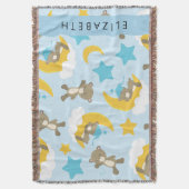 Couverture Motif D'Ours, Nounours, Étoiles, Votre Nom (devant Vertical)