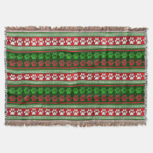 Couverture Motif empreinte de patte vert rouge lancer couvert