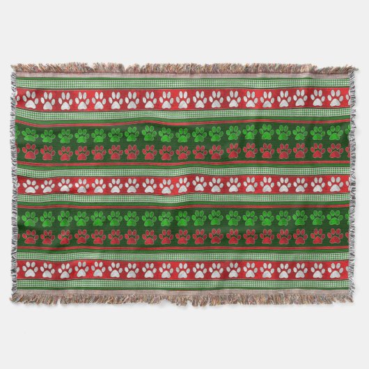 Couverture Motif empreinte de patte vert rouge lancer couvert (Devant)