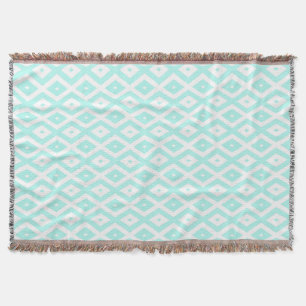 Couverture Motif en diamant Turquoise et blanc