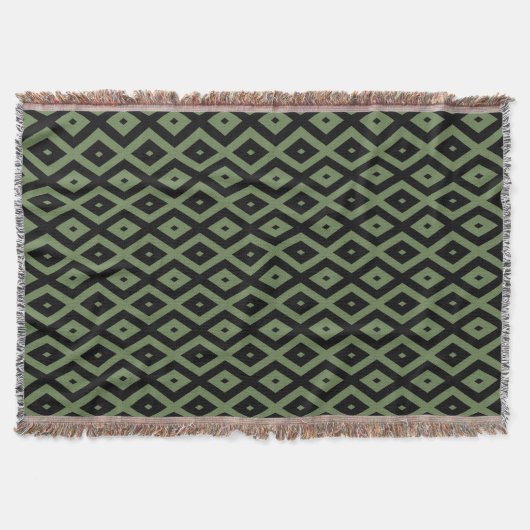 Couverture Motif en diamant vert olive et noir (Devant)