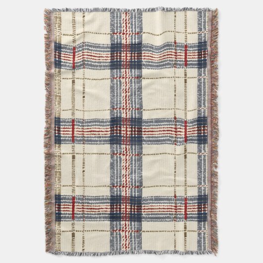 Couverture Motif en plaid beige et bleu (devant Vertical)