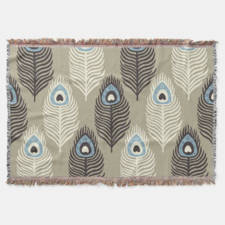 Couverture Motif en plumes de paon, style vintage.