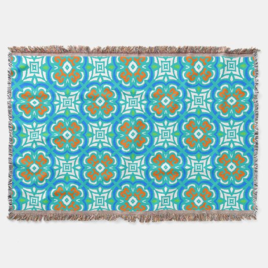 Couverture Motif ethnique turquoise (Devant)