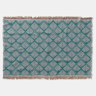 Couverture Motif feuille carré Turquoise neutre