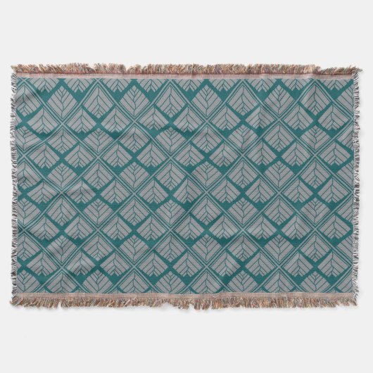Couverture Motif feuille carré Turquoise neutre (Devant)