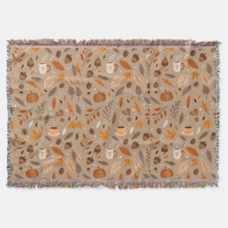 Couverture motif feuilles d'automne et citrouille
