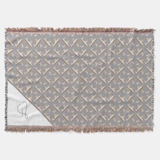 Couverture Motif fleur de lis rayé Monogrammé (Devant)