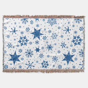 Couverture Motif Flocon de Neige Bleu