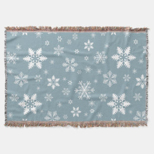 Couverture Motif Flocon de Neige, Flocons Blancs, Neige, Gris