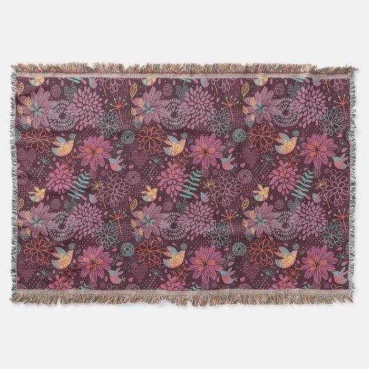 Couverture Motif floral abstrait avec des oiseaux (Devant)