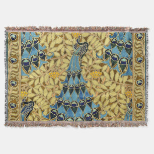 Couverture Motif floral au paon bleu Art nouveau vintage