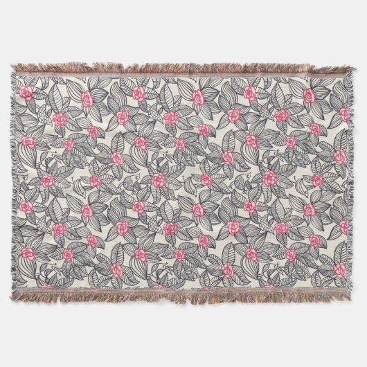Couverture Motif floral avec des oiseaux de bande dessinée (Devant)