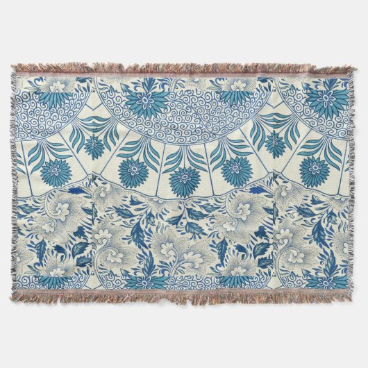 Couverture Motif Floral bleu Antique Design asiatique (Devant)