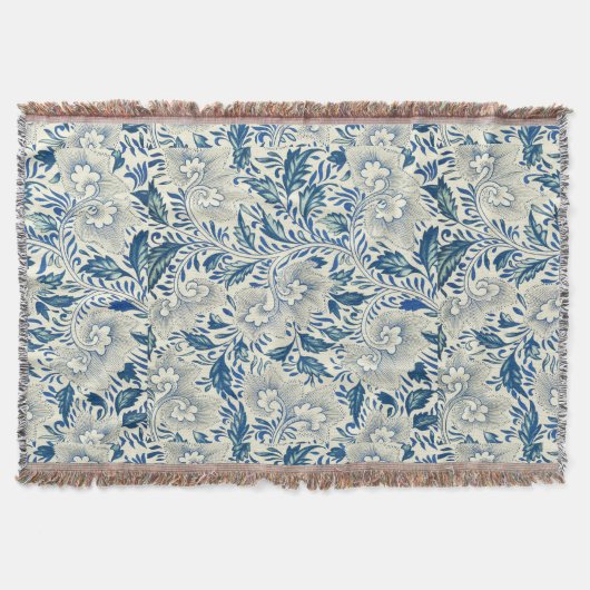 Couverture Motif Floral bleu Antique Design asiatique (Devant)