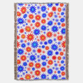 Couverture Motif floral - Bleus avec rouge, jaune et blanc (devant Vertical)