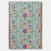 Couverture Motif floral de bande dessinée avec des oiseaux (devant Vertical)